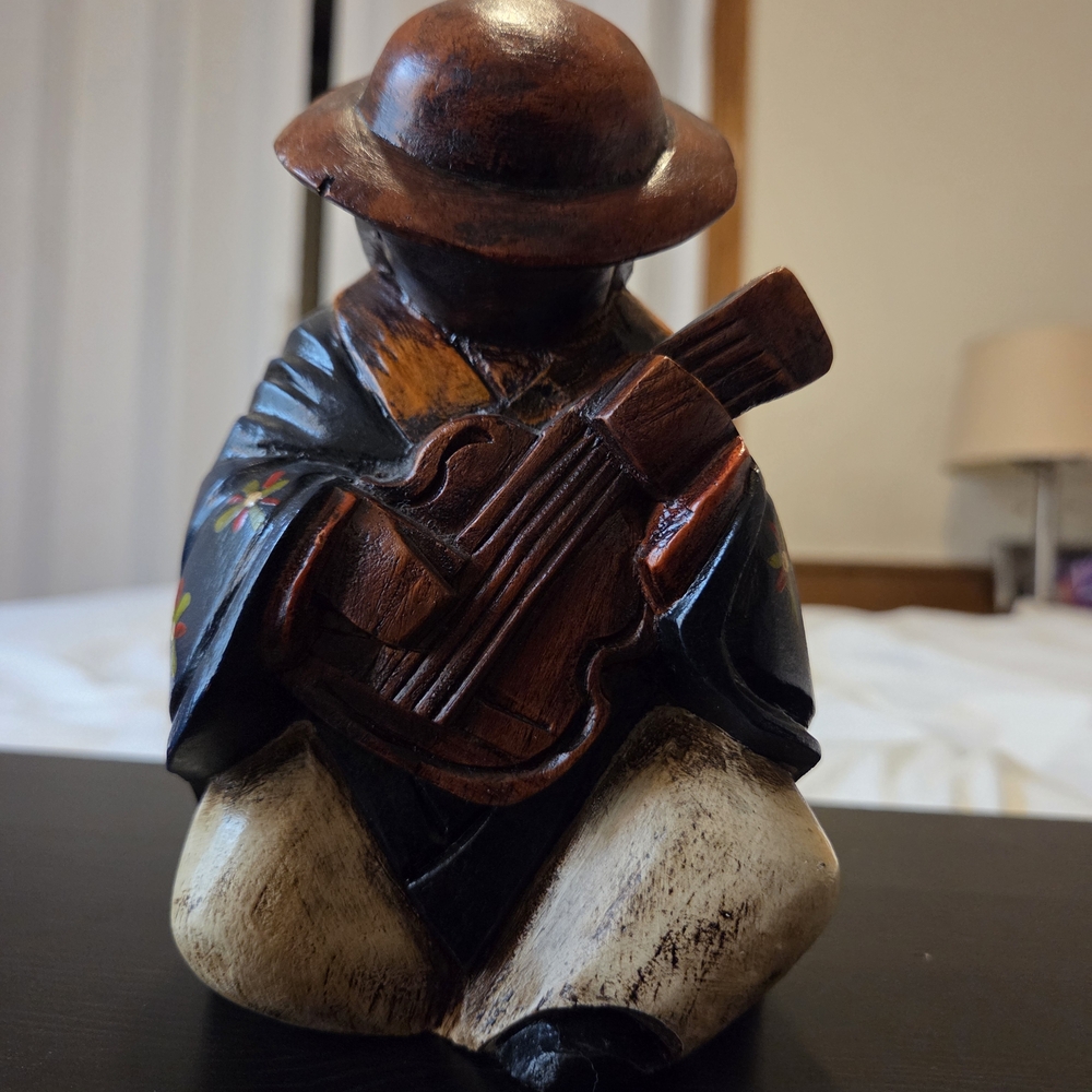 Handcrafted Musician Figurine - Brown and Black